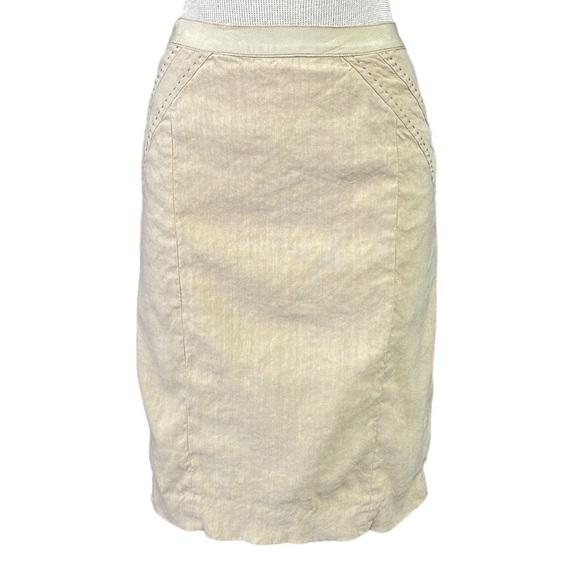 Rebecca Taylor Pencil Skirt Linen Tan Size 0 - Picture 1 of 13